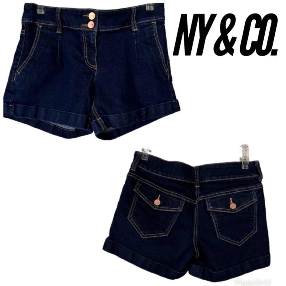 🔵 3/ $15 - NY & Co. Dark Denim Blue Jean Shorts Size 2